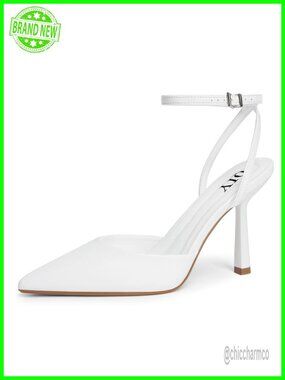 Closed Toe Stiletto Heel Pumps with Ankle Strap and Cushioned Insole